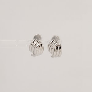 Clip On Metal Knot Stud Earrings, Chunky Modern Minimalist Earrings, Medium Clip On Stud, Non Pierced Earrings, Silver or Gold Ear Clips image 5