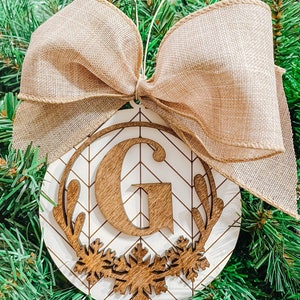 Rustic Christmas Ornament, Initial Ornament, Christmas Ornament, Snowflake Family Ornament, Christmas Gift, Personalized Christmas Ornament