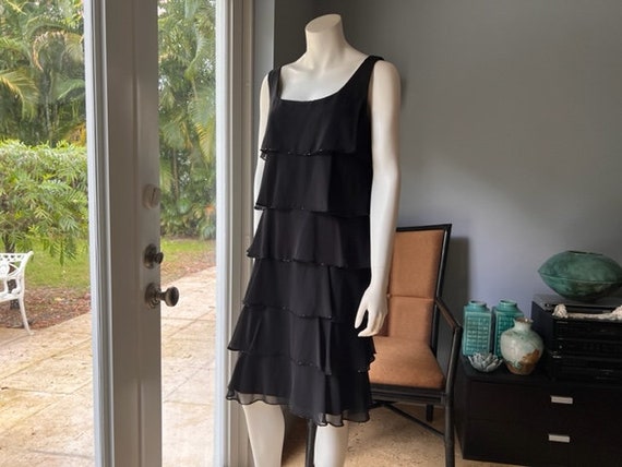 Vintage Patra Black Beaded Ruffle 