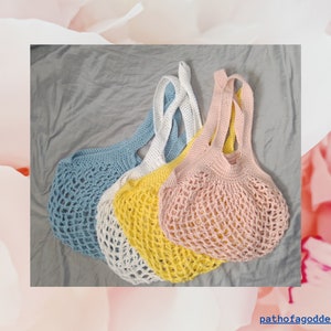 Handmade Crochet Handy Market Bag,Eco Reuseable Nice Sized Shopping Bag,Trendy Cute Foldable Bag,Bright Attractive Practical Cotton Bag