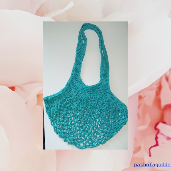 Handmade Crochet Handy Market Bag,Eco Reuseable Nice Sized Shopping Bag,Trendy Cute Foldable Bag,Bright Attractive Practical Cotton Bag