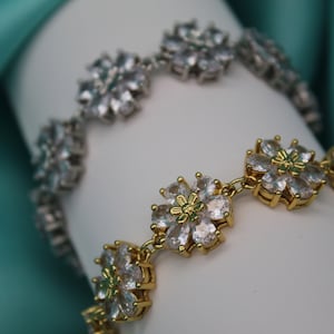 Real 18K Gold plated/Real Platinum plated bracelet &quot;My spring-blooming Anemone&quot;