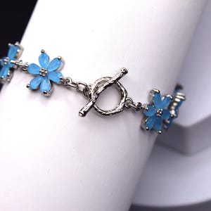 Real Platinum plated bracelet &quot;Blue flowers for any occasion&quot;