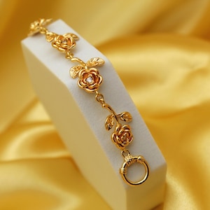 Real 18K Gold plated bracelet &quot;Peonies&quot;