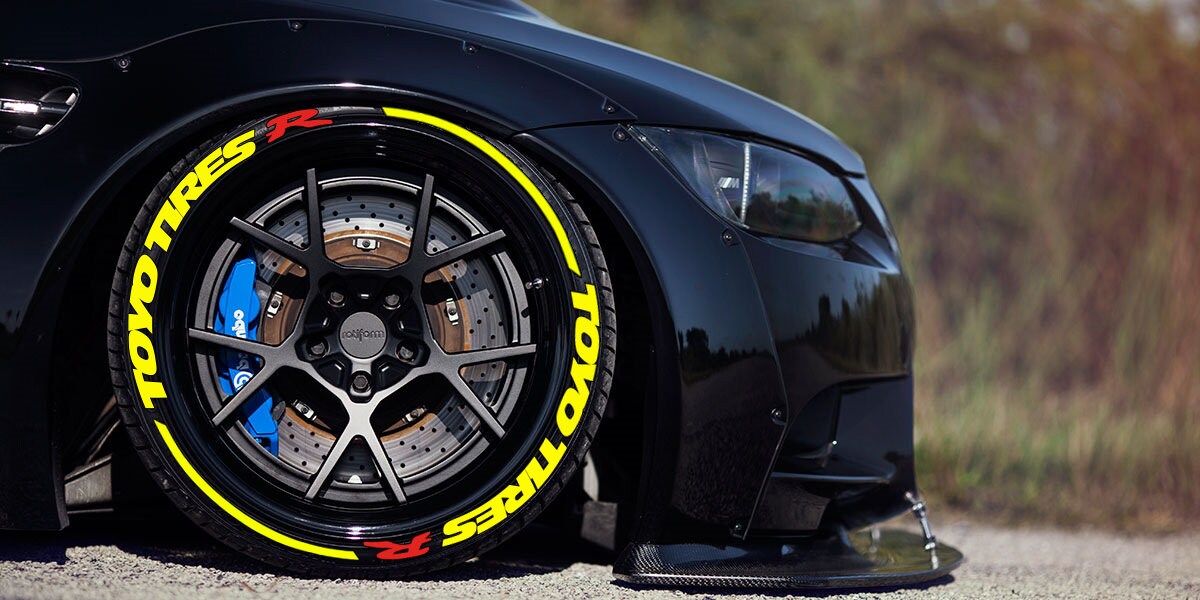 Tire Lettering TOYO TIRES R Stripes Permanent verhoogde Stickers