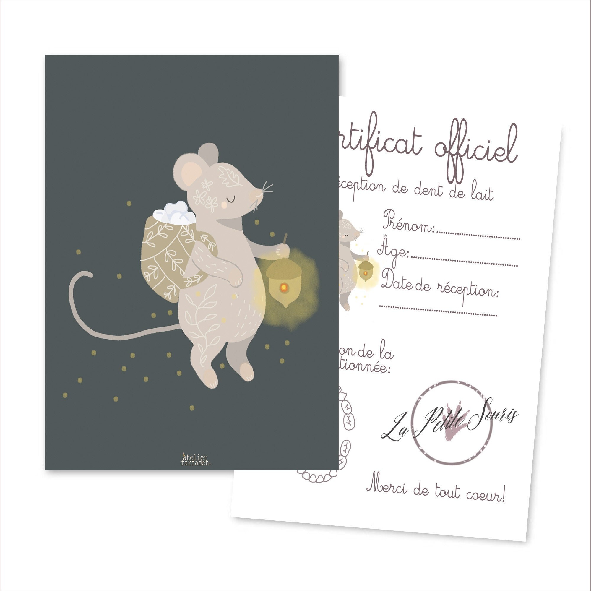 Le Certificat de La Petite Souris | Carte Recto-Verso
