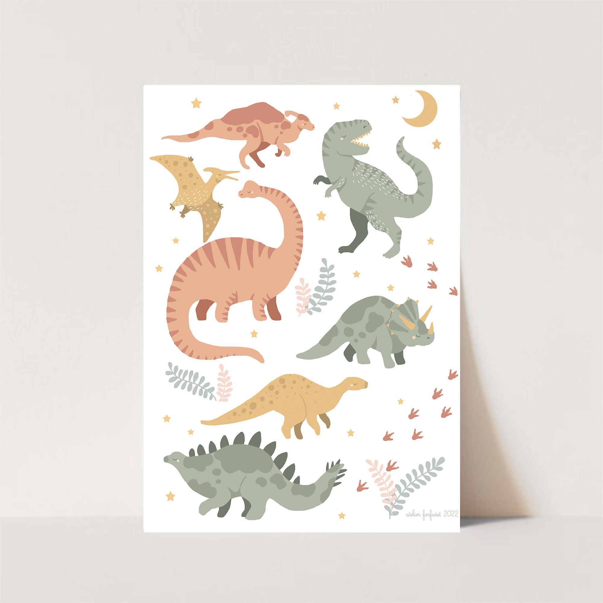 Affiche Etoiles et Dinosaures -Enfant Bébé