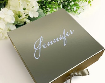 Caja de regalo personalizada cuadrada grande de 13"x13" con cierre magnético, caja de regalo personalizada, caja de regalo de boda, caja de regalo de dama de honor, caja de regalo de cuidado personal