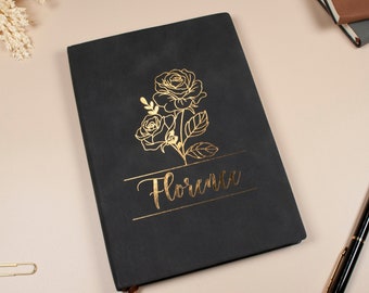 Taccuino personalizzato con diario floreale di nascita, regalo floreale del mese di nascita per la mamma, taccuino personalizzato con diario regalo per lei, regalo aziendale, cancelleria