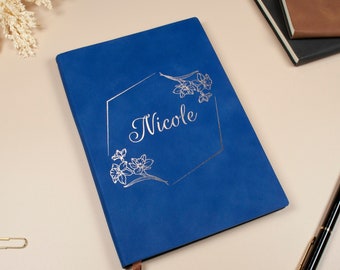 Quaderno personalizzato con fiori di nascita con nome, diario personalizzato regalo di compleanno per lei, regalo per gli amanti dei libri, diario personalizzato, regalo per la mamma