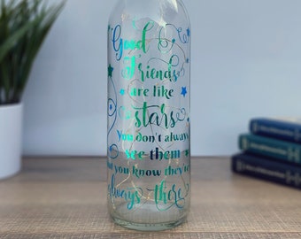 Good Friends Are Like Stars Lighted Wine Bottle, Best Friend Gift, Birthday Gift, Christmas Gift For him/her, Battery Powered LED Light Cork