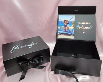 Custom Photo Gift Box With Magnetic Closure, Personalized Gift Box, Thank You Gift Box, Wedding Gift Box, Bridesmaid Gift Box with Photo