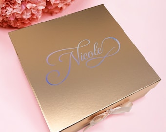 13&quot;x13&quot; Custom Gift Box With Magnetic Closure, Personalized Large Square Gift Box, Wedding Gift Box, Bridesmaid Gift Box, Self Care Gift Box