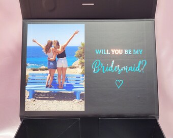 Personalisierte Foto Brautjungfer Geschenkbox, Benutzerdefinierte Brautjungfer Vorschlag, Danke Geschenkbox, Hochzeitsgeschenkbox