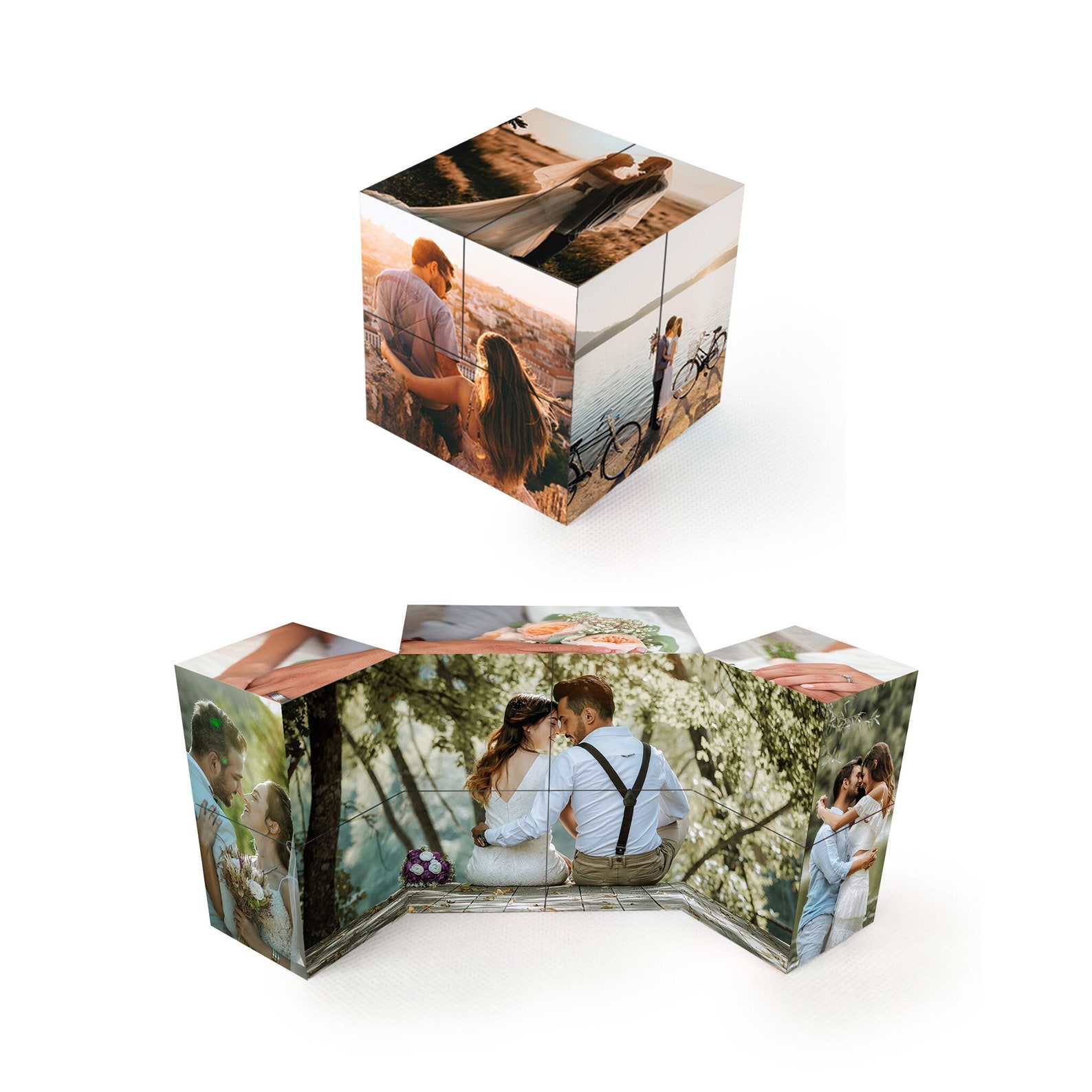 Custom Photo Cube, Infinity Cube Personalized Photo Anniversary Gift