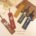 Custom Leather Bookmark with Birth Flower Foil Printed Name, Personalized Birthday Gift for Book Lovers, Bridesmaid Gift, Wedding Gift