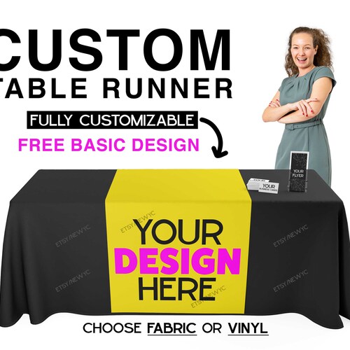 Custom Table Runner With Business Logo & Name Printed on Table Etsy