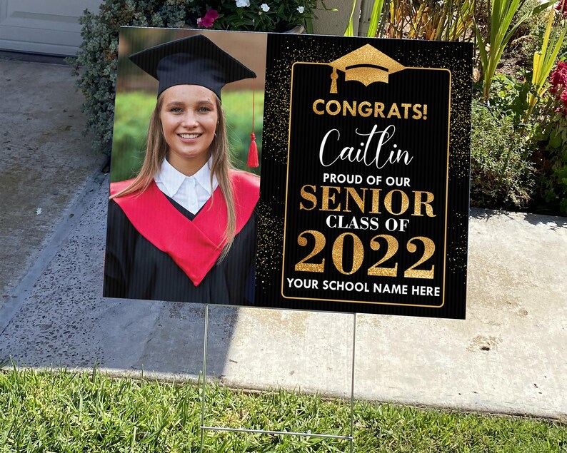 Personalized Graduation Yard Sign 2022 With Photo Grad Sign Etsy