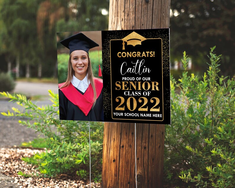 Personalized Graduation Yard Sign 2022 With Photo Grad Sign Etsy