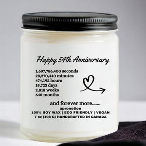 Happy 54th Wedding Anniversary Candle Gift Hand Poured Vegan Soy Wax, Scented Candle for Him Her Fifty Four Year Couple Gift Romantic 54