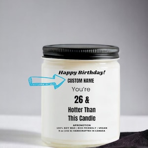 Personalized 26th Birthday Candle Gift for Daughter, Friend, 26 Year Old - Scented Soy Wax Jar, Turning 26 Age 26, Happy 26th Birthday