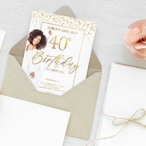 Birthday Invitation card design, golden girly, 50th, 40th, 60th birthday