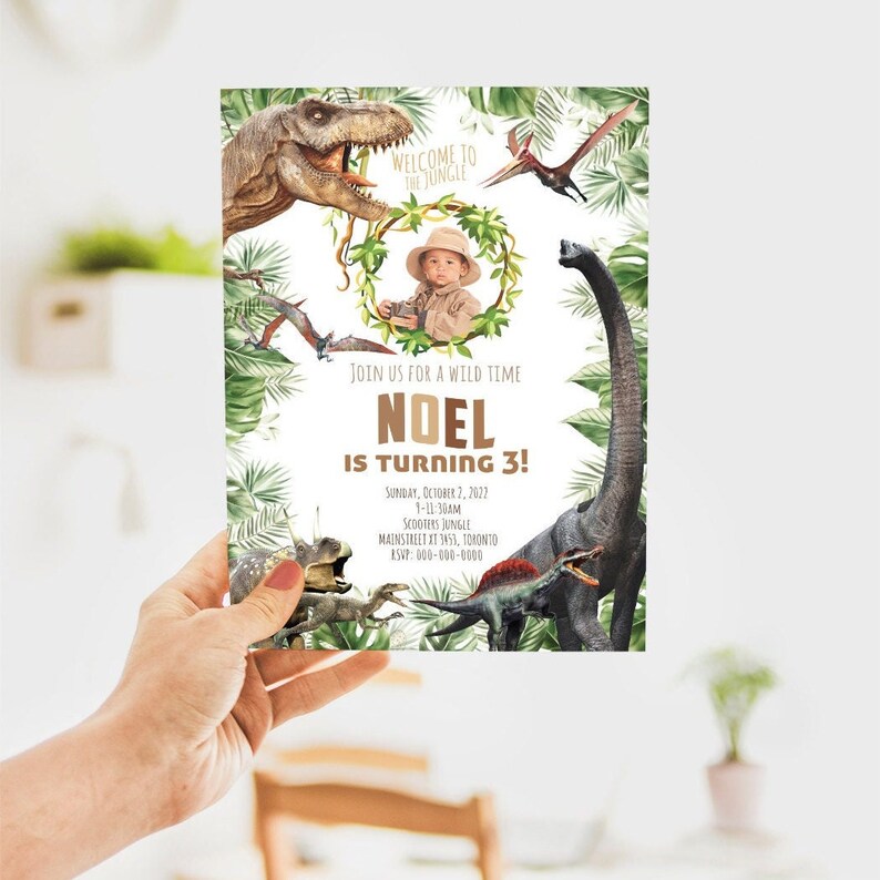 Jurassic World Birthday Invitation Card Design, Jurassic Park Trex