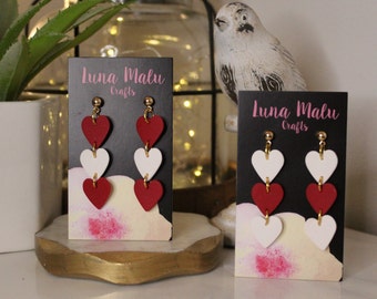 Small Red & White Dangle Love Heart- Collection