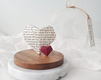 Personalized Origami Paper Heart Ornament, 1st Anniversary Gift