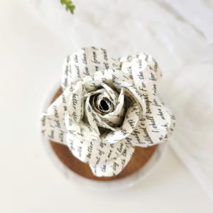 Personalised Rose Ornament ~ Custom Paper First Anniversary Gift for Him or Her ~ Wedding Vow Print ~ Printed Paper Rose ~ Handmade Flower