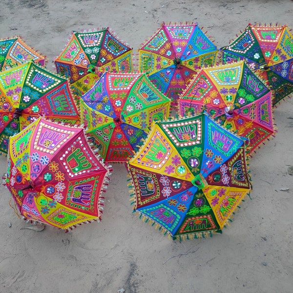 Decorative Colorful Umbrella Unique Wedding Decor Handmade Cotton Patchwork Parasols Great for festivals Christmas Gift