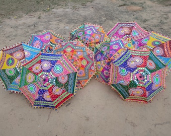Wholesale Lot Indian Decorative Wedding Umbrella Sun Protection Parasols Sunshade Brolly Sun Handicraft Umbrellas Beautiful Embroidered Work