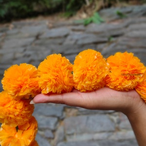 VENDITA SU Fiore di calendula indiano Decorativo artificiale Deewali Corde di ghirlanda di fiori di calendula per la decorazione della festa nuziale di Natale