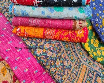 Wholesale lot of vintage sari quilts boho cotton kantha blanket for sale