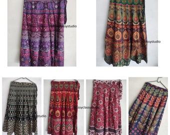 Natural Handmade Cotton Wrap Skirt For Women And Girls / Block Print Skirt / Long Maxi Skirt.