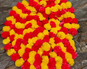 Marigold garland for indoor & outdoor decoration plastic flower string