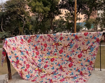 Traditional kantha throw lightweight bedding bedcover cozy cotton quilt