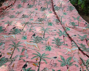 New Print Indian Kantha Quilt Handmade Kantha Bedcover Indian Kantha Bedspread Throw Cotton Blanket Gudari Kantha Quilt For Sale ,Gift