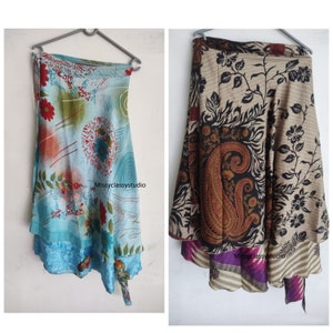 Indian Art Silk Skirts , vintage fabric wrap skirts , Handmade maxi long skirts , bohemian summer skirts for women & girls