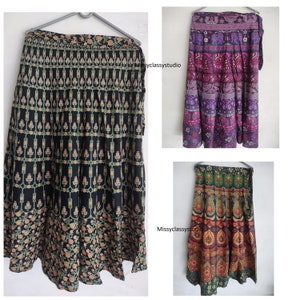 Cotton wrap around SKIRT FOR WOMEN boho beach wear dress Handmade long magic bohemian skirt for girls