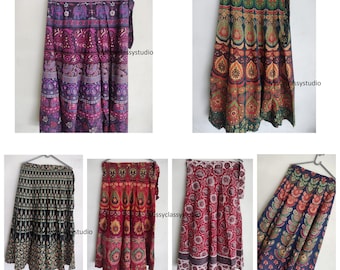Gift Set Indian Cotton Handmade Wrap Skirt For Women Bohemian Long Skirt Summer Maxi Skirt Boho Plus Size Skirts
