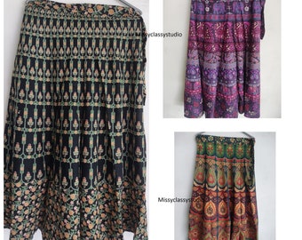 Natural Cotton Handmade Wrap Skirt For Women And Girls / Block Print Skirt / Long Maxi Skirt.