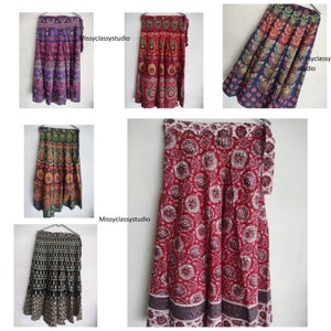 5 PCs Cotton Handmade Wrap Skirts / Indian Summer Skirts / Boho Long Skirts / Printed Maxi Skirts / Hippie Skirts For Women & Girls