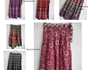 5 PCs Cotton Handmade Wrap Skirts / Indian Summer Skirts / Boho Long Skirts / Printed Maxi Skirts / Hippie Skirts For Women & Girls