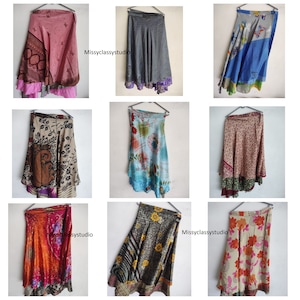 SALE ON Indian silk skirts vintage handmade sari wrap long maxi skirts / summer skirts / plus size hippie skirt for women & girls
