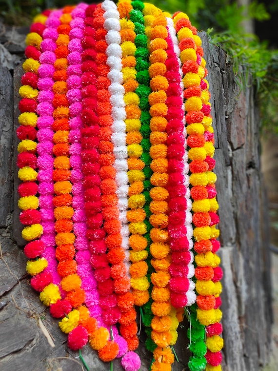 Artificial Marigold Garlands flower strings wedding mehndi party door hanging 5 feet long