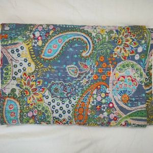 Indian Handmade Kantha Quilt Cotton Bedspread Bohemian Bedding Coverlet Throw Reversible Blanket Twin King