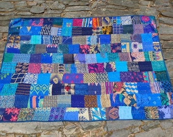 Indian Kantha Quilt Boho Handmade Silk Patchwork Quilt cadeau pour son couvre-lit patchwork vintage kantha throw