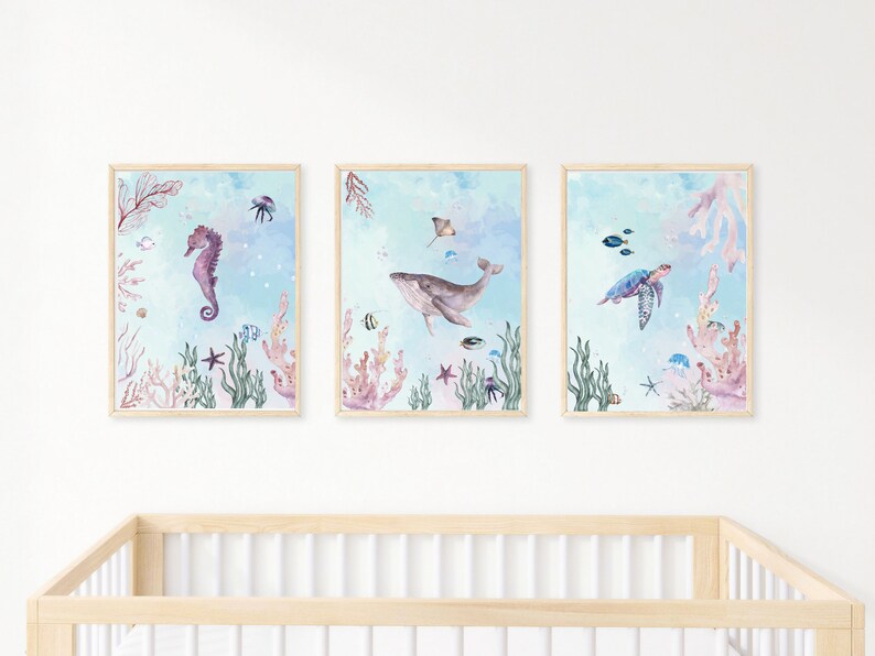 Nursery Ocean Decor Under the Sea Nursery Wall Art Ocean Etsy