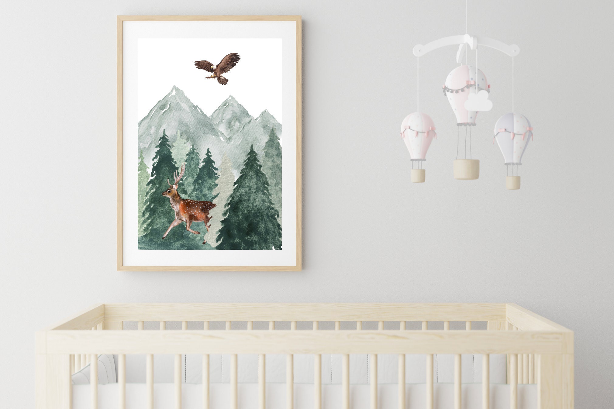 Mountain Nursery Wall Decor Woodlands Nursery Decor Forest Etsy
